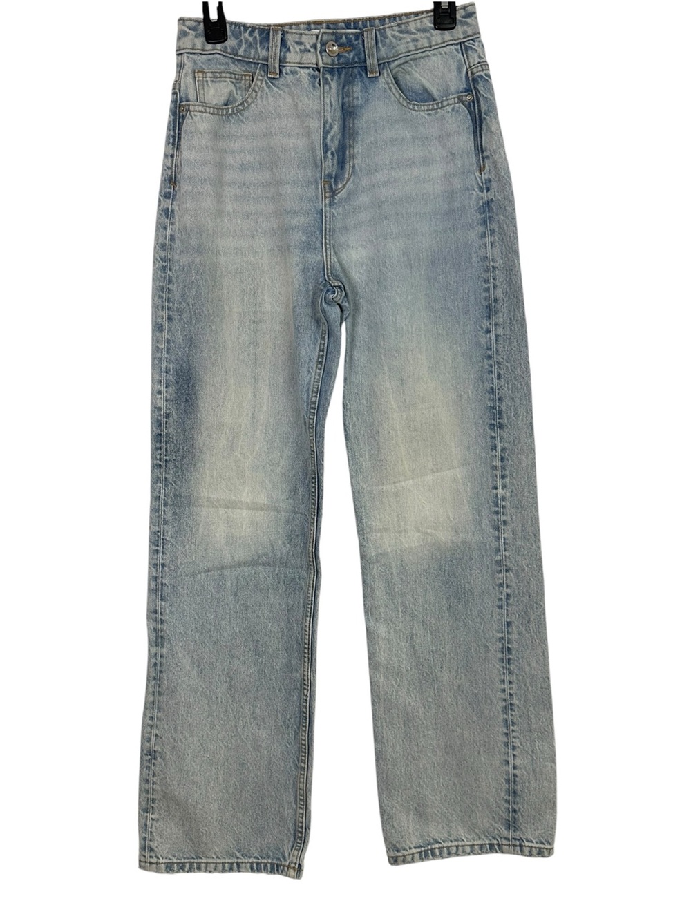 Zara Womenโs Size 4 Light Wash High Rise Wide Leg Jeans 100% Cotton